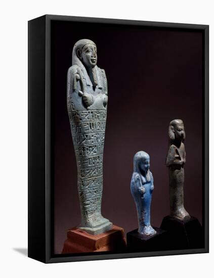 Ushabti, Funerary Figurines Glazed Clay, Late Period-null-Framed Stretched Canvas