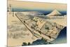 Ushibori in Hitachi Province-Katsushika Hokusai-Mounted Art Print