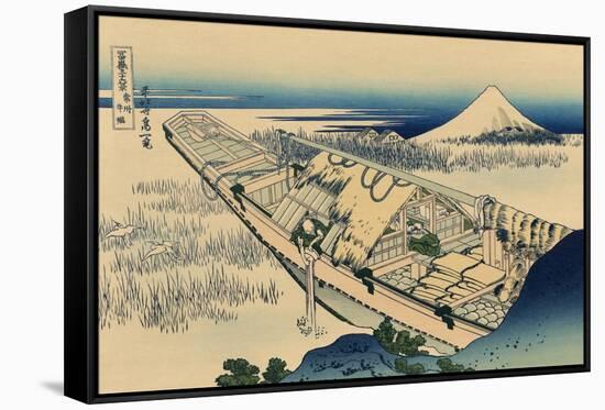 Ushibori in Hitachi Province-Katsushika Hokusai-Framed Stretched Canvas