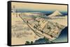 Ushibori in Hitachi Province-Katsushika Hokusai-Framed Stretched Canvas