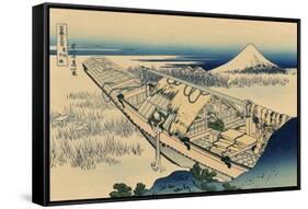 Ushibori in Hitachi Province-Katsushika Hokusai-Framed Stretched Canvas