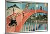 Ushiwaka and Benkei Fighting on Gojo Bridge, Published C.1839 (Colour Woodblock Print)-Kuniyoshi Utagawa-Mounted Giclee Print