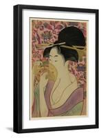 Using a Comb Like a Fan-Kitagawa Utamaro-Framed Art Print