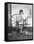 Using a Spinning Wheel-null-Framed Stretched Canvas