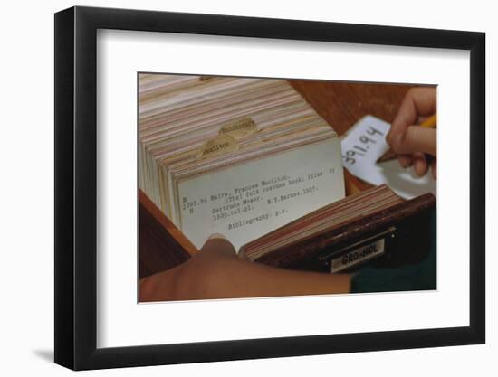 Using Library Card Catalog-William P. Gottlieb-Framed Photographic Print