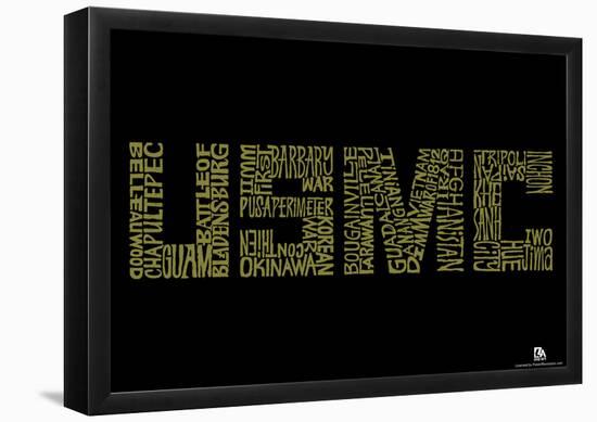 USMC Battles Text Poster-null-Framed Poster