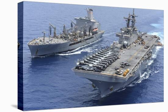 USNS Laramie an USS Kearsarge Conduct a Replenishment at Sea-null-Stretched Canvas