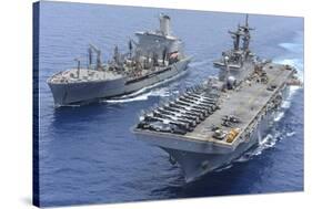 USNS Laramie an USS Kearsarge Conduct a Replenishment at Sea-null-Stretched Canvas