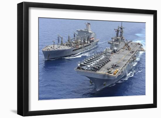 USNS Laramie an USS Kearsarge Conduct a Replenishment at Sea-null-Framed Photographic Print