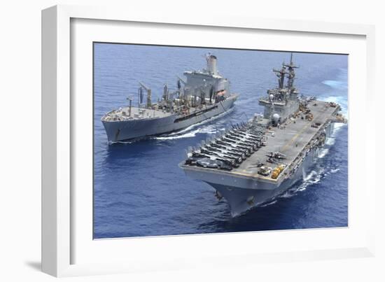 USNS Laramie an USS Kearsarge Conduct a Replenishment at Sea-null-Framed Photographic Print