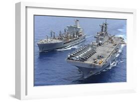 USNS Laramie an USS Kearsarge Conduct a Replenishment at Sea-null-Framed Photographic Print