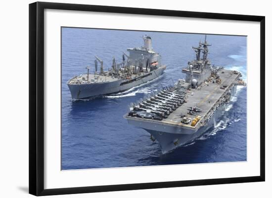 USNS Laramie an USS Kearsarge Conduct a Replenishment at Sea-null-Framed Photographic Print