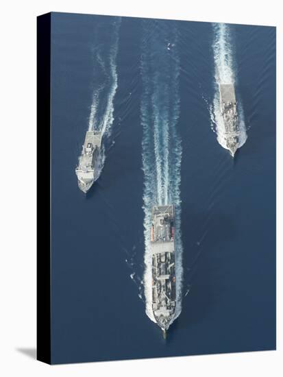 USNS Matthew Perry, USS Pearl Harbor and Hmnzs Canterbury Transit the Vella Gulf-null-Stretched Canvas