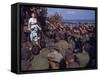 Uso Performer Entertaining a Crowd of Soldiers Aboard a Troop Transport Ship-Carl Mydans-Framed Stretched Canvas