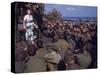 Uso Performer Entertaining a Crowd of Soldiers Aboard a Troop Transport Ship-Carl Mydans-Stretched Canvas