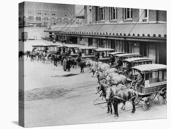 USPS Mail Wagons Photograph - Seattle, WA-Lantern Press-Stretched Canvas