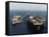 USS Abraham Lincoln and USS Kalamazoo Performing Exercise-Sean C. Linehan-Framed Stretched Canvas
