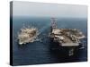 USS Abraham Lincoln and USS Kalamazoo Performing Exercise-Sean C. Linehan-Stretched Canvas