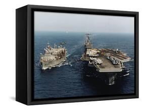USS Abraham Lincoln and USS Kalamazoo Performing Exercise-Sean C. Linehan-Framed Stretched Canvas