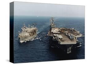 USS Abraham Lincoln and USS Kalamazoo Performing Exercise-Sean C. Linehan-Stretched Canvas