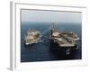 USS Abraham Lincoln and USS Kalamazoo Performing Exercise-Sean C. Linehan-Framed Photographic Print