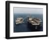 USS Abraham Lincoln and USS Kalamazoo Performing Exercise-Sean C. Linehan-Framed Photographic Print