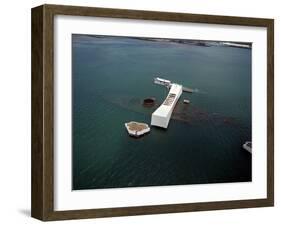 USS Arizona Memorial Rests on the Actual Battleship Sunk in Pearl Harbor, 1991-null-Framed Photo