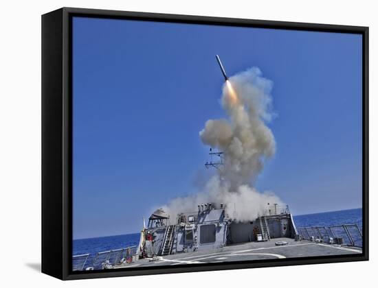 USS Barry Launches a Tomahawk Cruise Missile-Stocktrek Images-Framed Stretched Canvas