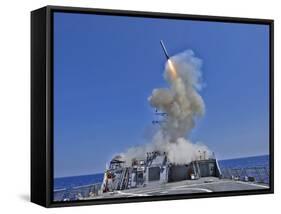 USS Barry Launches a Tomahawk Cruise Missile-Stocktrek Images-Framed Stretched Canvas