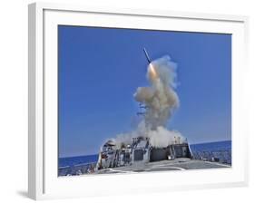 USS Barry Launches a Tomahawk Cruise Missile-Stocktrek Images-Framed Photographic Print