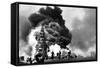 USS Bunker Hill Aircraft Carrier Burning after Two Kamikaze Strikes During the Battle of Okinawa-null-Framed Stretched Canvas