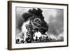 USS Bunker Hill Aircraft Carrier Burning after Two Kamikaze Strikes During the Battle of Okinawa-null-Framed Photo