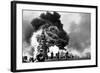 USS Bunker Hill Aircraft Carrier Burning after Two Kamikaze Strikes During the Battle of Okinawa-null-Framed Photo