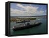 USS Carl Vinson Passes the USS Missouri Memorial in Pearl Harbor-Stocktrek Images-Framed Stretched Canvas