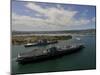 USS Carl Vinson Passes the USS Missouri Memorial in Pearl Harbor-Stocktrek Images-Mounted Photographic Print
