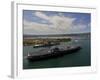 USS Carl Vinson Passes the USS Missouri Memorial in Pearl Harbor-Stocktrek Images-Framed Photographic Print