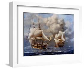 USS Constellation Defeats L'Insurgente During Undeclared War with France, 1799-null-Framed Art Print