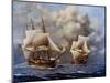 USS Constellation Defeats L'Insurgente During Undeclared War with France, 1799-null-Mounted Art Print