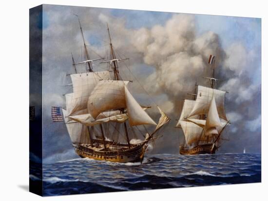 USS Constellation Defeats L'Insurgente During Undeclared War with France, 1799-null-Stretched Canvas