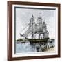 USS "Constitution" Being Towed Out of Boston Harbor, 1812-null-Framed Giclee Print