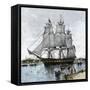 USS "Constitution" Being Towed Out of Boston Harbor, 1812-null-Framed Stretched Canvas