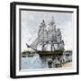 USS "Constitution" Being Towed Out of Boston Harbor, 1812-null-Framed Giclee Print