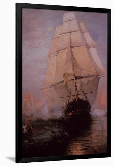 USS Constitution Escaping the British-null-Framed Giclee Print