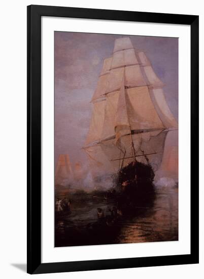 USS Constitution Escaping the British-null-Framed Giclee Print