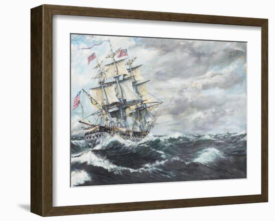 USS Constitution Heads for HM Frigate Guerriere-Vincent Booth-Framed Giclee Print