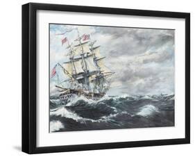 USS Constitution Heads for HM Frigate Guerriere-Vincent Booth-Framed Giclee Print