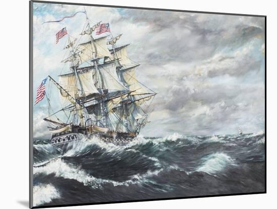 USS Constitution Heads for HM Frigate Guerriere-Vincent Booth-Mounted Giclee Print