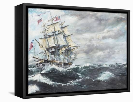 USS Constitution Heads for HM Frigate Guerriere-Vincent Booth-Framed Stretched Canvas