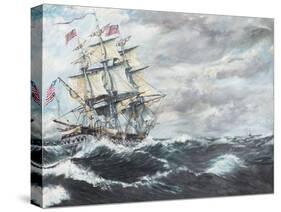 USS Constitution Heads for HM Frigate Guerriere-Vincent Booth-Stretched Canvas