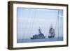 USS Constitution "Old Ironsides" Under Sail, Escorted by Modern US Navy Frigate, 1997-null-Framed Photographic Print